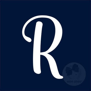 Medium Navy w/White Monogram Hair Bow on Clippie, Wee Ones, Alligator Clip, Alligator Clip Hair Bow, cf-type-hair-bow, cf-vendor-wee-ones, Clippie, Grosgrain, Hair Bow, Initial, Initial Hair 