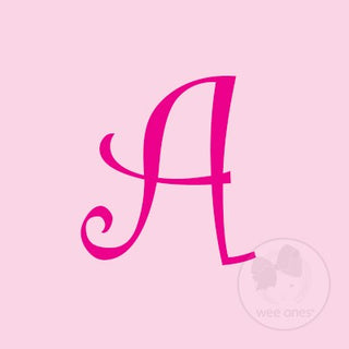Medium Pink w/Shocking Pink Initial Hair Bow on Clippie, Wee Ones, Alligator Clip, Alligator Clip Hair Bow, cf-type-hair-bow, cf-vendor-wee-ones, Clippie, CM22, Grosgrain, Hair Bow, Initial, 