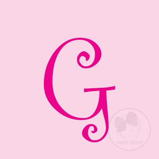 Medium Pink w/Shocking Pink Initial Hair Bow on Clippie, Wee Ones, Alligator Clip, Alligator Clip Hair Bow, cf-type-hair-bow, cf-vendor-wee-ones, Clippie, CM22, Grosgrain, Hair Bow, Initial, 