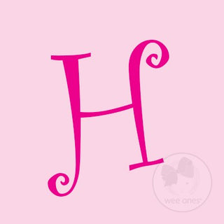 Medium Pink w/Shocking Pink Initial Hair Bow on Clippie, Wee Ones, Alligator Clip, Alligator Clip Hair Bow, cf-type-hair-bow, cf-vendor-wee-ones, Clippie, CM22, Grosgrain, Hair Bow, Initial, 