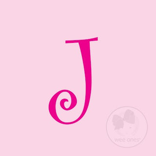 Medium Pink w/Shocking Pink Initial Hair Bow on Clippie, Wee Ones, Alligator Clip, Alligator Clip Hair Bow, cf-type-hair-bow, cf-vendor-wee-ones, Clippie, CM22, Grosgrain, Hair Bow, Initial, 