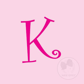 Medium Pink w/Shocking Pink Initial Hair Bow on Clippie, Wee Ones, Alligator Clip, Alligator Clip Hair Bow, cf-type-hair-bow, cf-vendor-wee-ones, Clippie, CM22, Grosgrain, Hair Bow, Initial, 