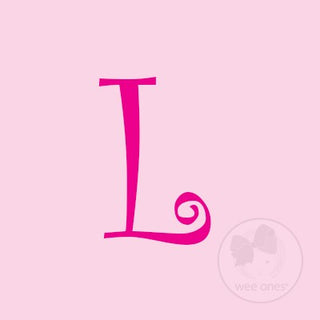 Medium Pink w/Shocking Pink Initial Hair Bow on Clippie, Wee Ones, Alligator Clip, Alligator Clip Hair Bow, cf-type-hair-bow, cf-vendor-wee-ones, Clippie, CM22, Grosgrain, Hair Bow, Initial, 
