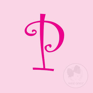Medium Pink w/Shocking Pink Initial Hair Bow on Clippie, Wee Ones, Alligator Clip, Alligator Clip Hair Bow, cf-type-hair-bow, cf-vendor-wee-ones, Clippie, CM22, Grosgrain, Hair Bow, Initial, 