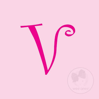 Medium Pink w/Shocking Pink Initial Hair Bow on Clippie, Wee Ones, Alligator Clip, Alligator Clip Hair Bow, cf-type-hair-bow, cf-vendor-wee-ones, Clippie, CM22, Grosgrain, Hair Bow, Initial, 