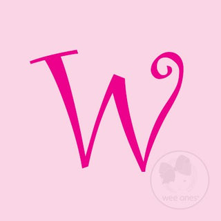 Medium Pink w/Shocking Pink Initial Hair Bow on Clippie, Wee Ones, Alligator Clip, Alligator Clip Hair Bow, cf-type-hair-bow, cf-vendor-wee-ones, Clippie, CM22, Grosgrain, Hair Bow, Initial, 