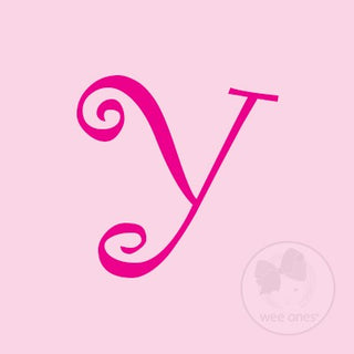 Medium Pink w/Shocking Pink Initial Hair Bow on Clippie, Wee Ones, Alligator Clip, Alligator Clip Hair Bow, cf-type-hair-bow, cf-vendor-wee-ones, Clippie, CM22, Grosgrain, Hair Bow, Initial, 
