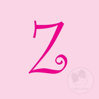 Medium Pink w/Shocking Pink Initial Hair Bow on Clippie, Wee Ones, Alligator Clip, Alligator Clip Hair Bow, cf-type-hair-bow, cf-vendor-wee-ones, Clippie, CM22, Grosgrain, Hair Bow, Initial, 
