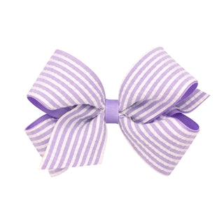 Medium Seersucker Overlay Grosgrain Hair Bow on Clippie, Wee Ones, Alligator Clip, Alligator Clip Hair Bow, cf-type-hair-bow, cf-vendor-wee-ones, Clippie, Clippie Hair Bow, Hair Bow, Hair Bow