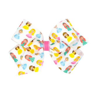 Princess Print Hair Bow on Clippie, Wee Ones, Alligator Clip, Alligator Clip Hair Bow, cf-size-king, cf-size-medium, cf-type-hair-bow, cf-vendor-wee-ones, Clippie, Clippie Hair Bow, Hair Bow,
