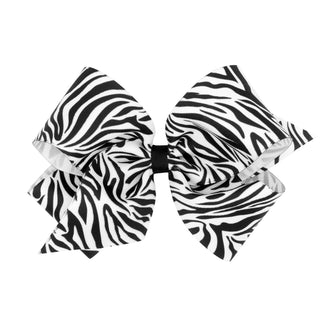 Zebra Printed Grosgrain Hair Bow on Clippie - 2 Sizes, Wee Ones, Alligator Clip, Alligator Clip Hair Bow, cf-size-king, cf-type-hair-bow, cf-vendor-wee-ones, Clippie, Clippie Hair Bow, Hair B