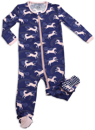 Silkberry Baby Bamboo Stardust Unicorn Printed Footie w/Zipper, Silkberry Baby, Bamboo, cf-size-0-3-months, cf-size-3-6-months, cf-type-footie, cf-vendor-silkberry-baby, CM22, Cyber Monday, E