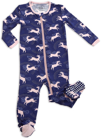Silkberry Baby Bamboo Stardust Unicorn Printed Footie w/Zipper, Silkberry Baby, Bamboo, cf-size-0-3-months, cf-size-3-6-months, cf-type-footie, cf-vendor-silkberry-baby, CM22, Cyber Monday, E
