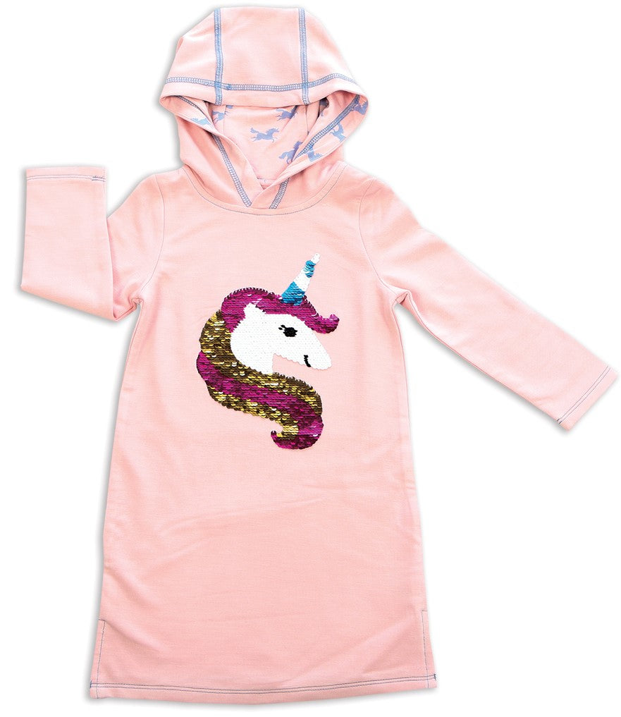 Silkbery Baby Magic Unicorn Reversible Sequin Hoodie Dress