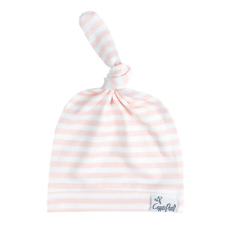 Copper Pearl Winnie Top Knot Hat, Copper Pearl, Baby Hat, Copper Pearl Hat, Copper PEarl Hats, Copper Pearl Top Knot Hat, Pink White Stripe, Top Knot Hat, Winnie, Hat - Basically Bows & Bowti