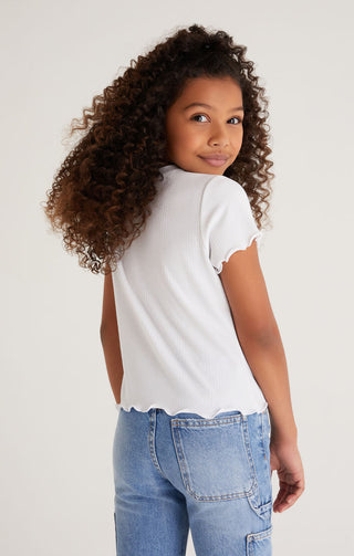 Z Supply Girls Kimberly Ribbed Top - White, Z Supply, cf-size-large-12-14, cf-type-tee, cf-vendor-z-supply, JAN23, Top, Tween Girl, tween girls, Tween Girls Clothing, White, Z Supply, Z Suppl