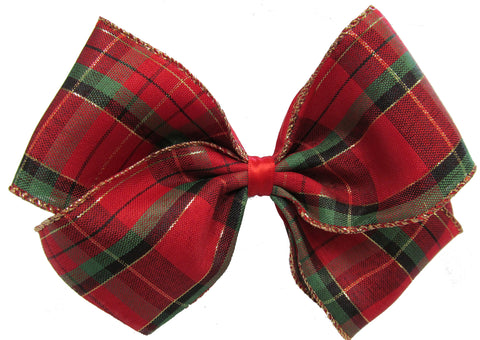 X-Large Holiday Plaid Layered Hair Bow on Clippie, Basically Bows & Bowties, All Things Holiday, Alligator Clip Hair Bow, basically bows and bowties hair bow xlarge, Christmas, Christmas Bow,