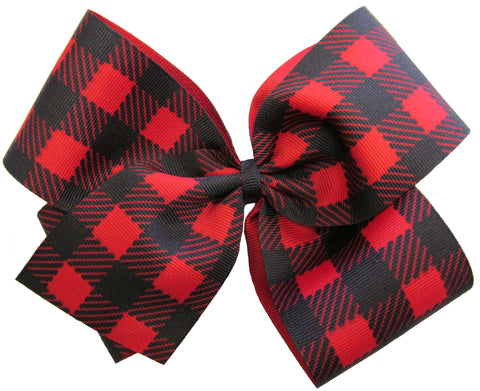 X-Large Buffalo Plaid Hair Bow on Clippie, Basically Bows & Bowties, Alligator Clip, Alligator Clip Hair Bow, Basically Bows & Bowties, basically bows and bowties hair bow xlarge, Buffalo Pla