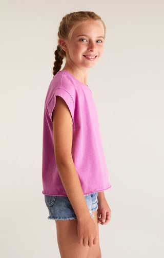 Z Supply Girls Cyler Jersey Tee - Wild Dahlia, Z Supply, CM22, JAN23, Top, Tween Girl, tween girls, Tween Girls Clothing, Z Supply, Z Supply Girls, Z Supply Girls Cyler Jersey Tee, Z Supply G