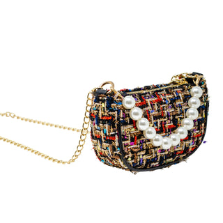 Zomi Gems Tweed Pearl Clutch Bag - Black, Zomi Gems, Handbag, Purse, Tiny Treats, Tweed Clutch, Tweed Handbag, Zomi Gems, Zomi Gems Handbag, Zomi Gems Purse, Zomi Gems Tweed Pearl Clutch Bag,