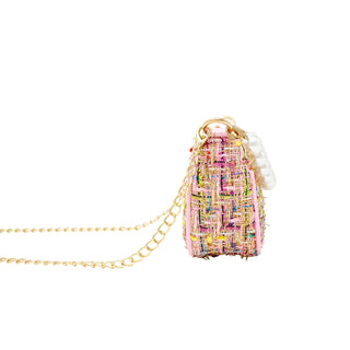 Zomi Gems Tweed Pearl Clutch Bag - Pink, Zomi Gems, Handbag, Pink, Purse, Tiny Treats, Tweed Clutch, Tweed Handbag, Zomi Gems, Zomi Gems Handbag, Zomi Gems Purse, Zomi Gems Tweed Pearl Clutch